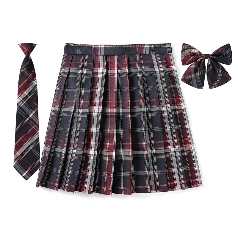 [Academic Red] JK vintage plaid uniform skirt