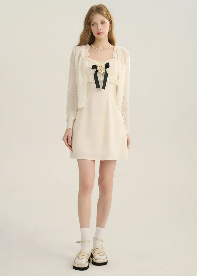 BEIGE SHEER KNIT CARDIGAN