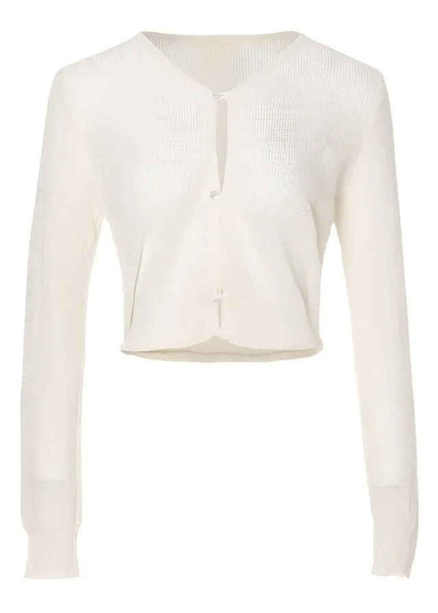BEIGE SHEER KNIT CARDIGAN