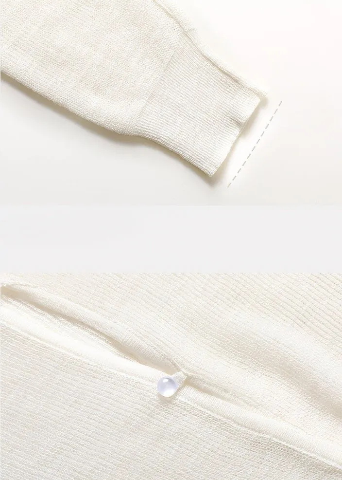 BEIGE SHEER KNIT CARDIGAN