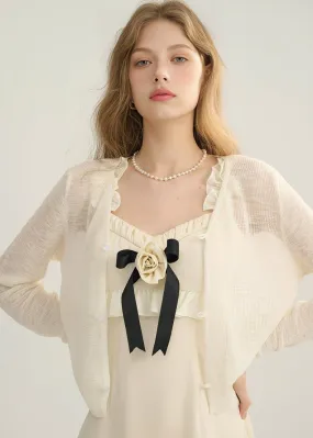 BEIGE SHEER KNIT CARDIGAN