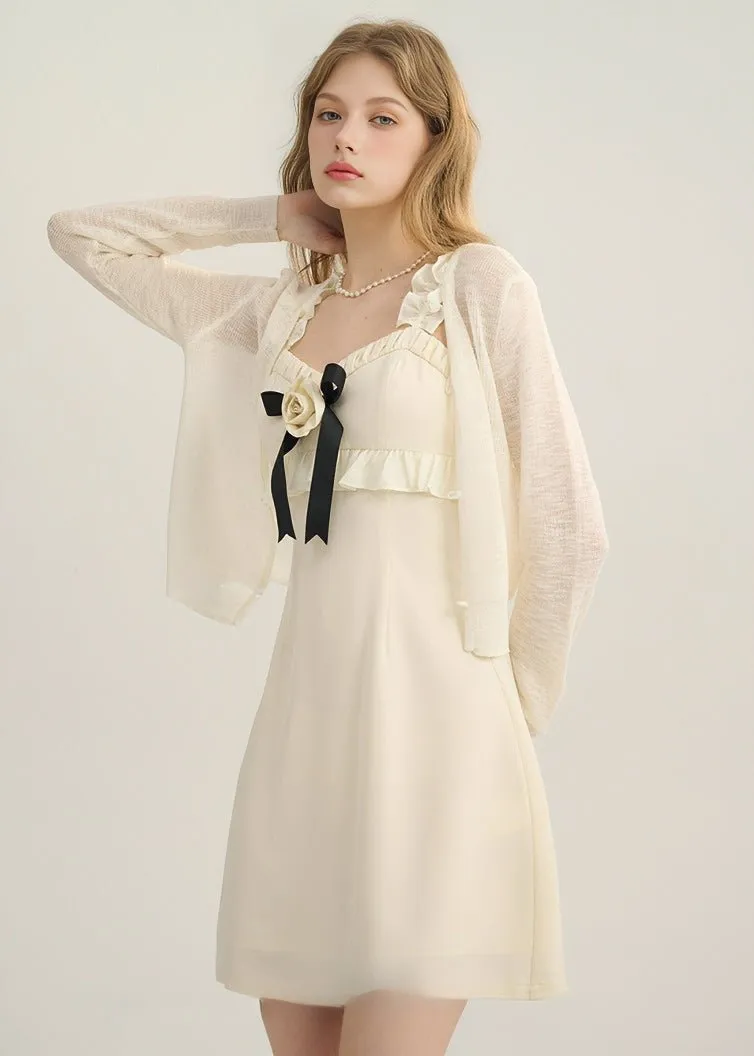 BEIGE SHEER KNIT CARDIGAN