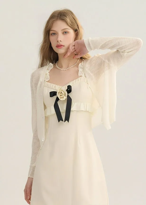 BEIGE SHEER KNIT CARDIGAN