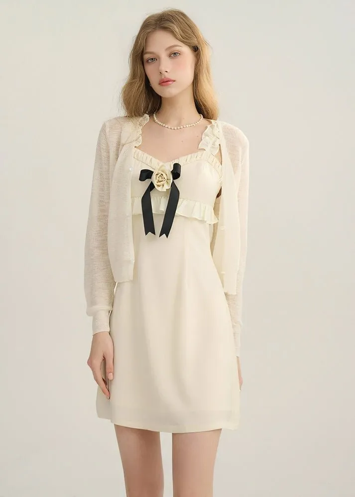 BEIGE SHEER KNIT CARDIGAN