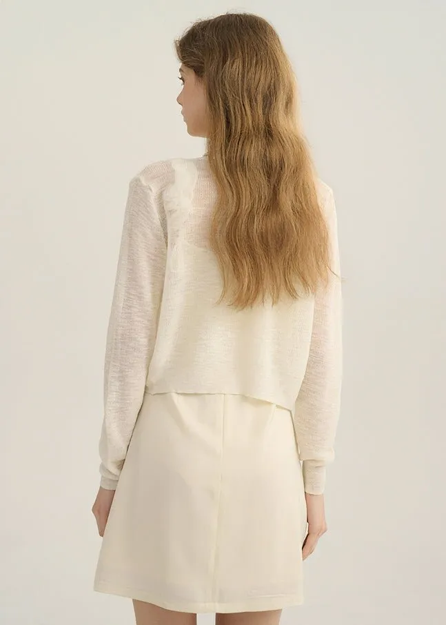 BEIGE SHEER KNIT CARDIGAN