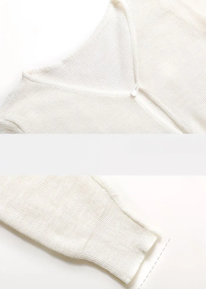 BEIGE SHEER KNIT CARDIGAN