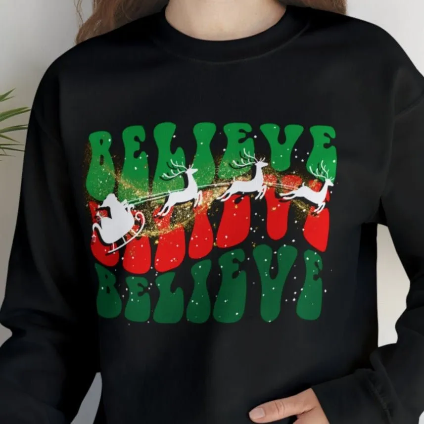 Believe in Magic: Santa's Sleigh Women's Sweatshirt