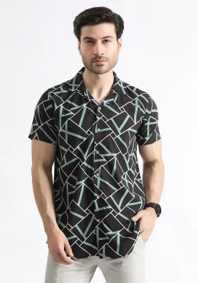 Black Geometric Print Shirt