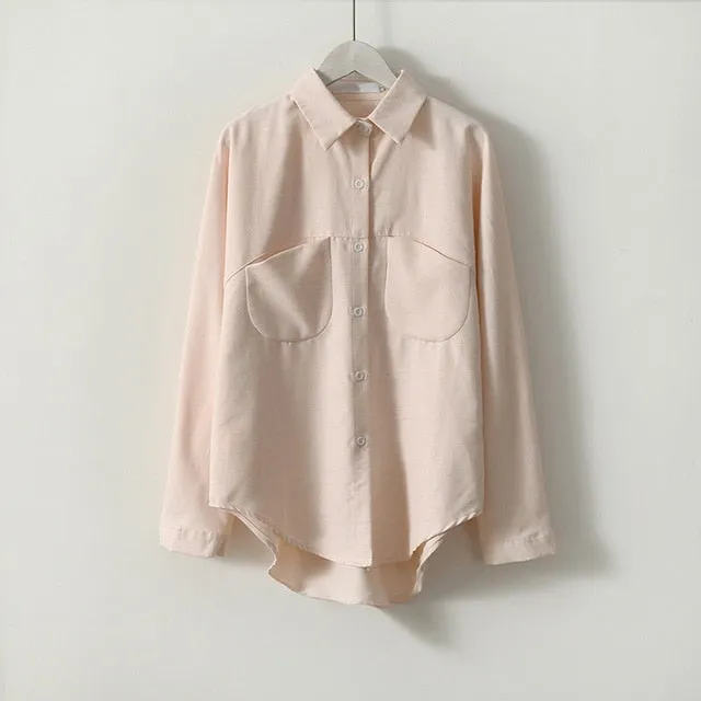 Blouse, Long Sleeve Women's Shirt, Button-down Front, 9 Colors