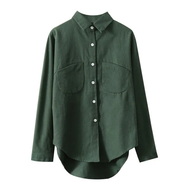 Blouse, Long Sleeve Women's Shirt, Button-down Front, 9 Colors