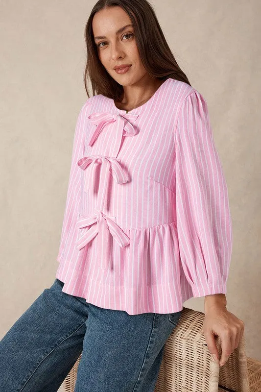Bowknot Puff Sleeve Blouse