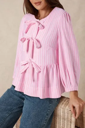 Bowknot Puff Sleeve Blouse