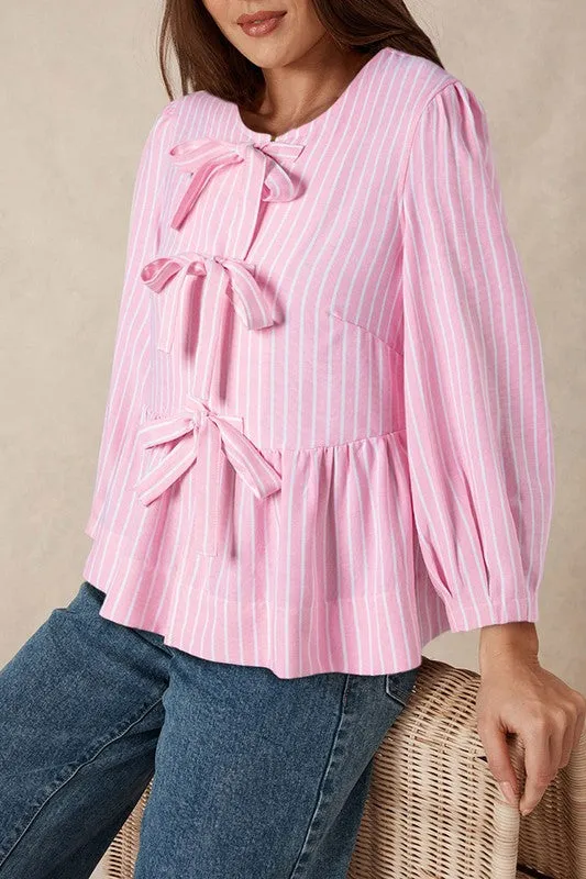 Bowknot Puff Sleeve Blouse