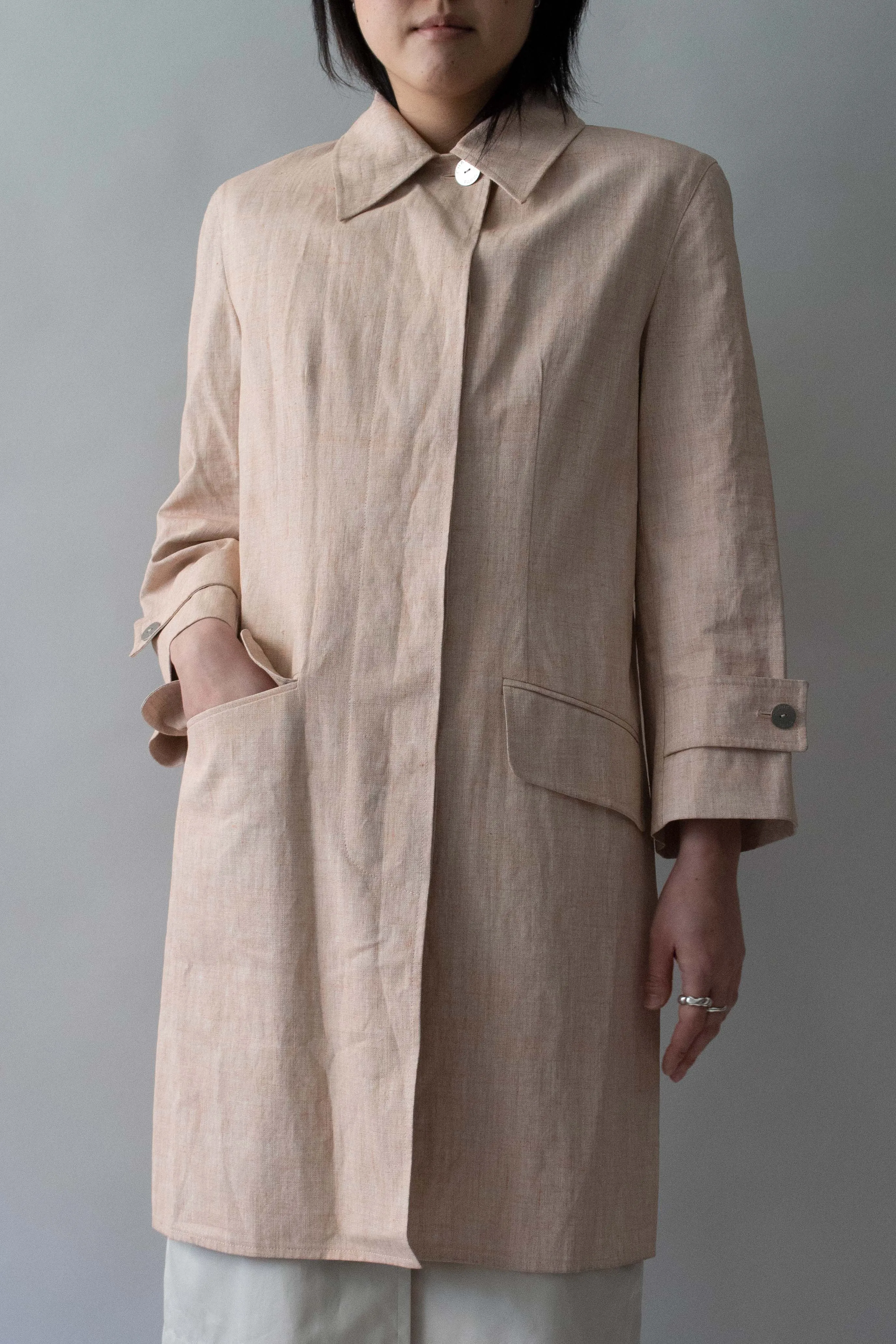 Chanel Pink Linen Trench Coat