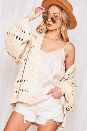 Cream Open Knit Cardigan