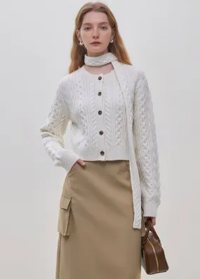 CROPPED CABLE KNIT CARDIGAN