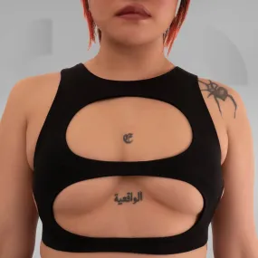 Cut-Out Spiderweb Crop Top Female