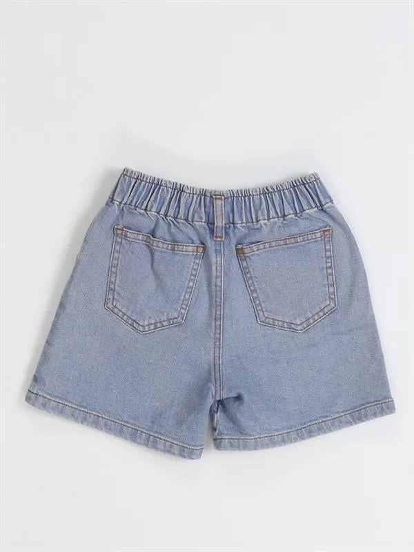daisy nakişli kiz çocuk denim şort