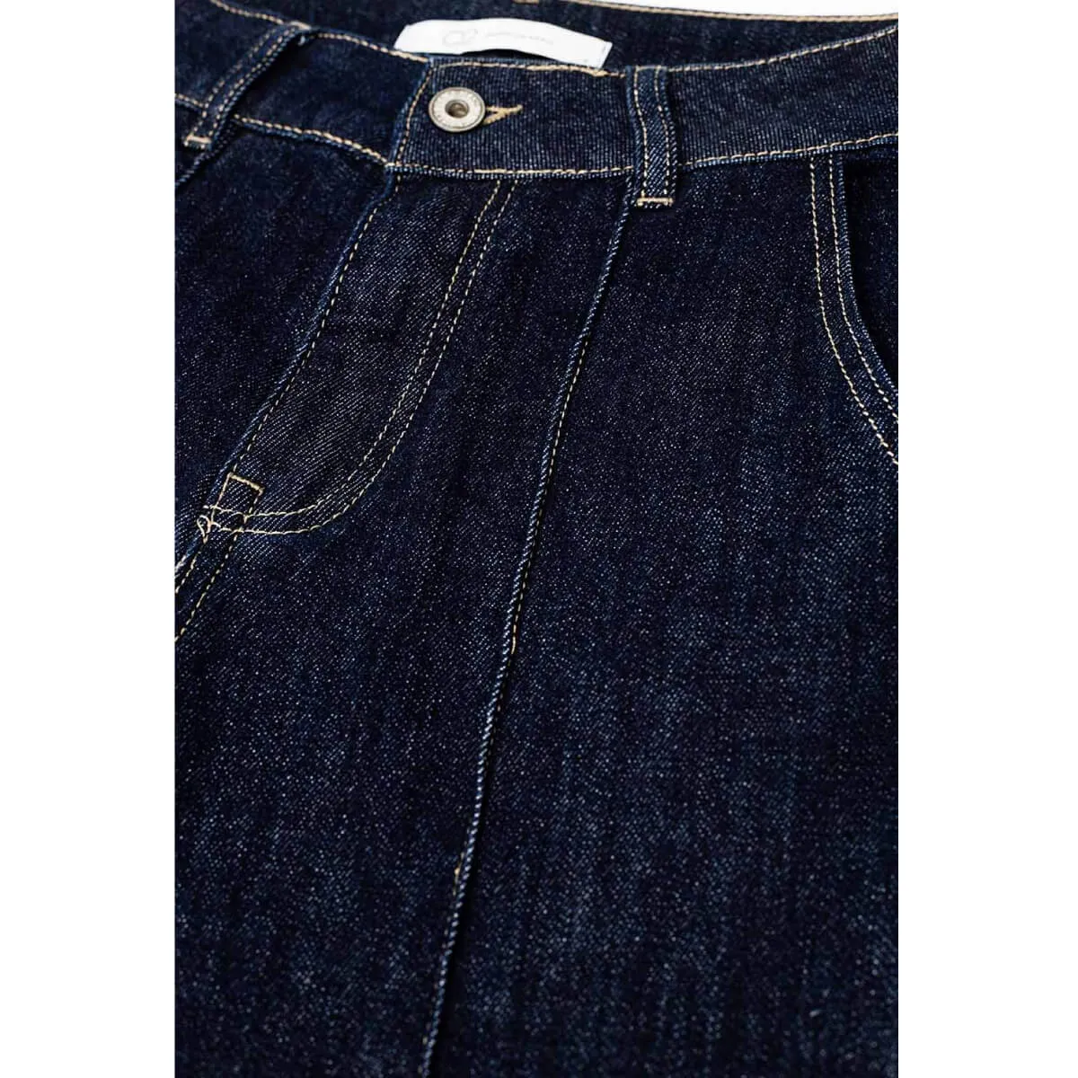 Dark Wash Straight Leg Jeans with Stitching