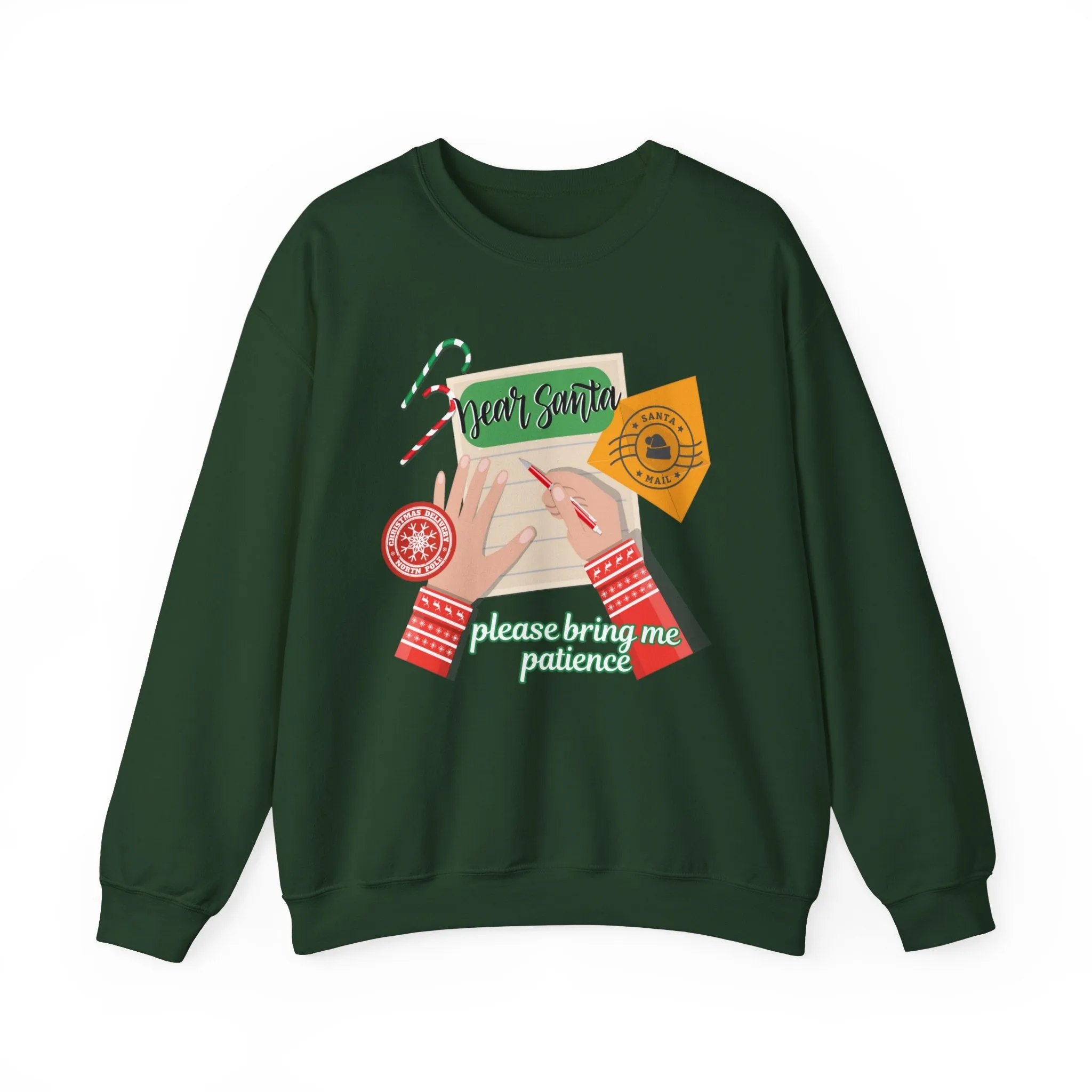 Dear Santa, Please Bring Me Patience Women's Sweatshirt: Santa Letter Background