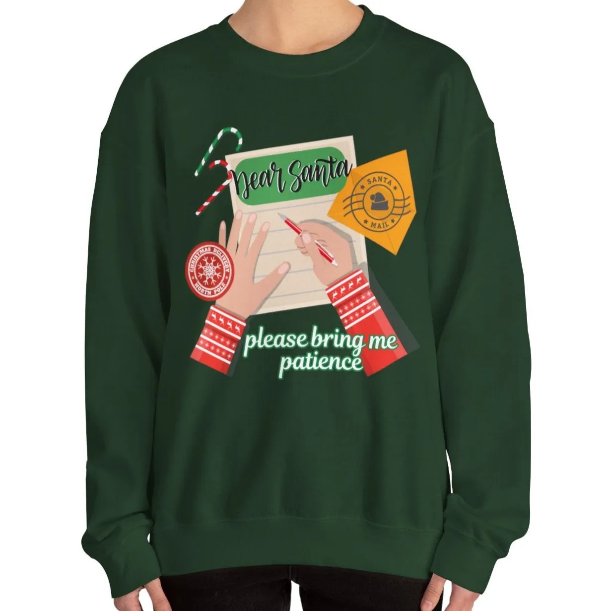 Dear Santa, Please Bring Me Patience Women's Sweatshirt: Santa Letter Background