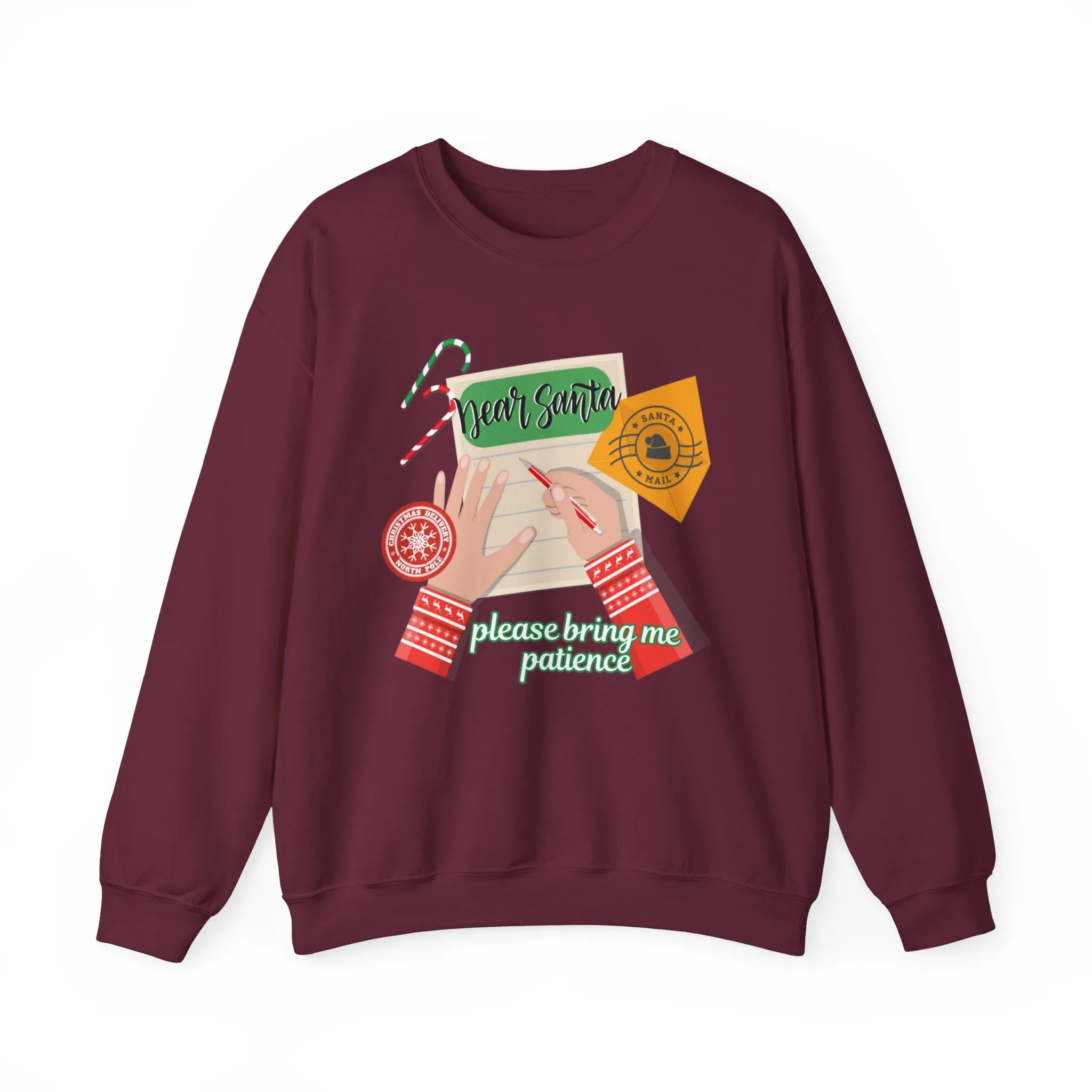 Dear Santa, Please Bring Me Patience Women's Sweatshirt: Santa Letter Background