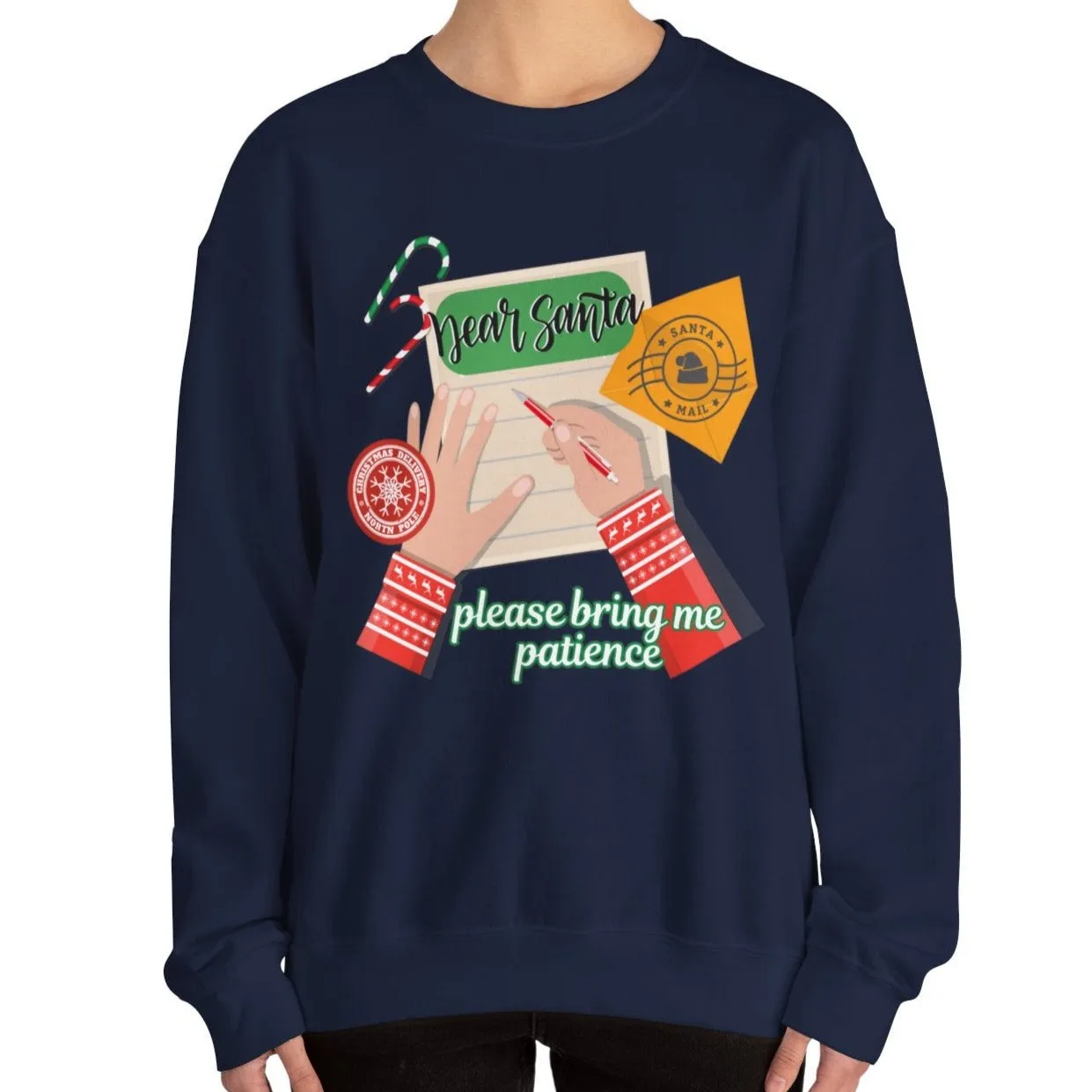 Dear Santa, Please Bring Me Patience Women's Sweatshirt: Santa Letter Background