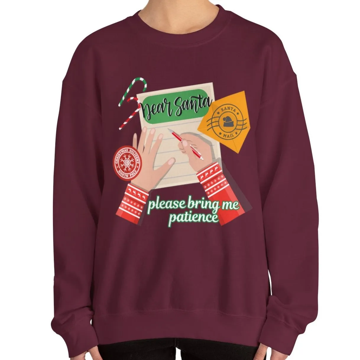 Dear Santa, Please Bring Me Patience Women's Sweatshirt: Santa Letter Background