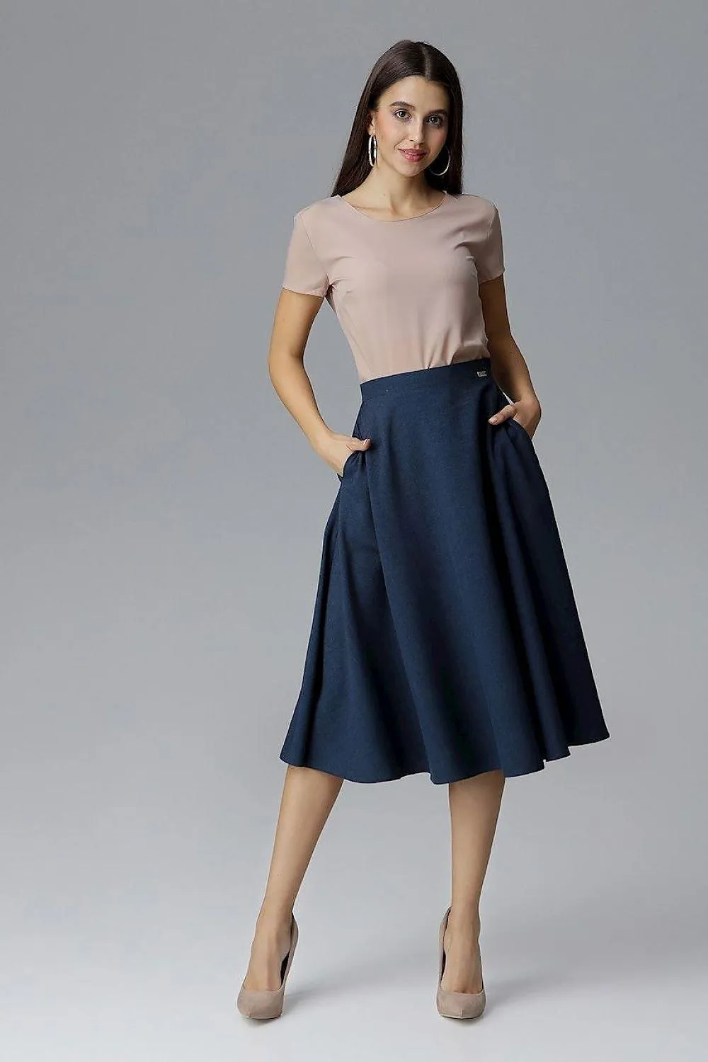 Elegant Belted Flared Skirt for Effortless Chic