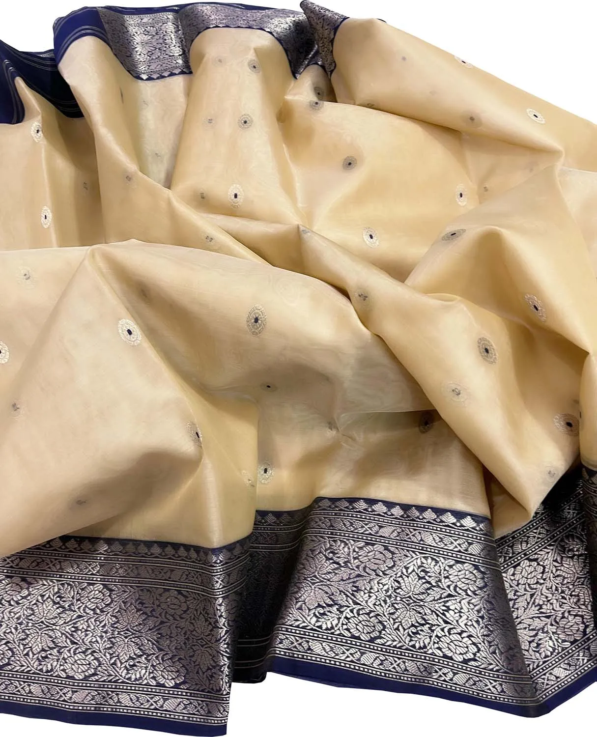 Elegant Pastel Chanderi Handloom Pure Katan Organza Silk Saree