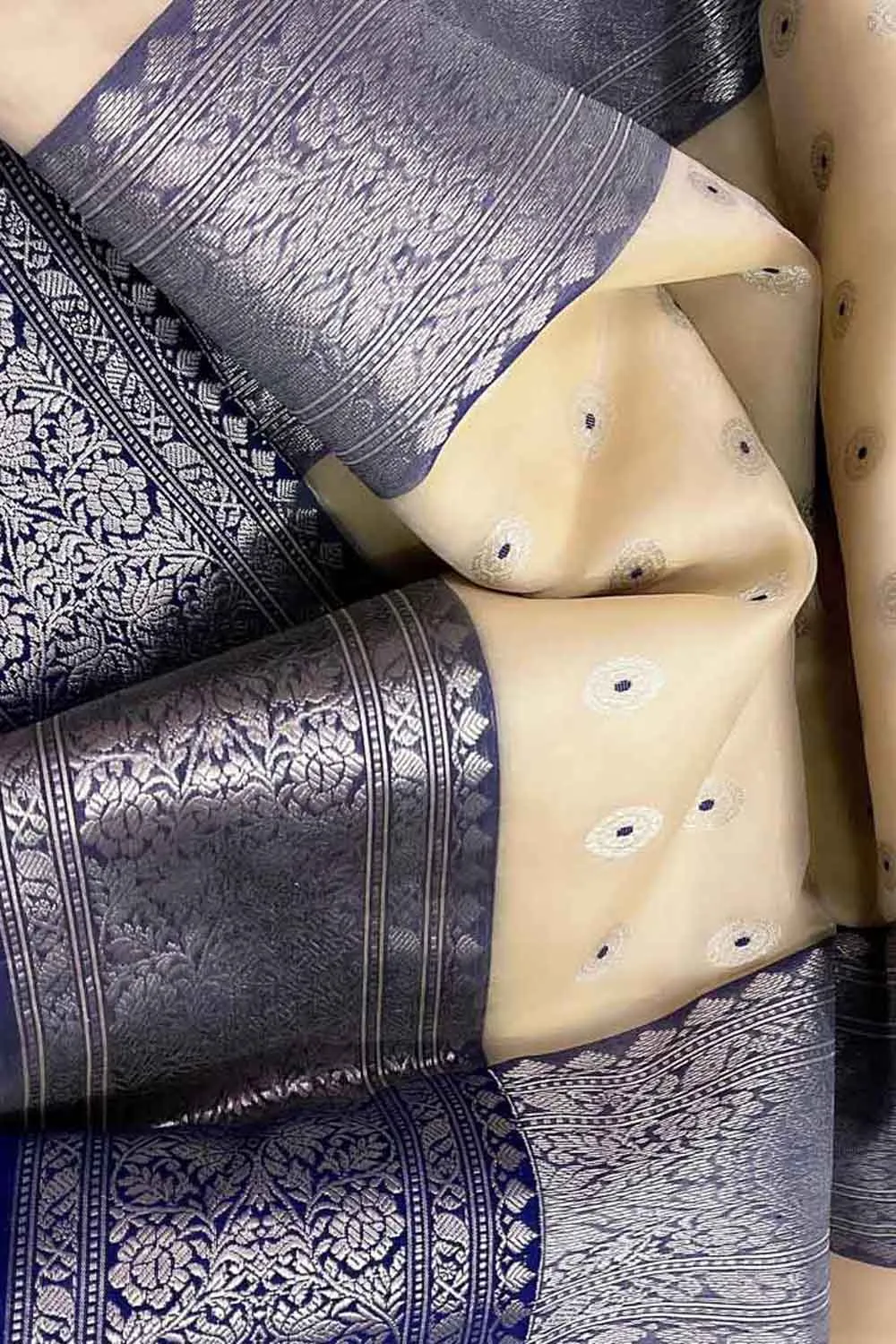Elegant Pastel Chanderi Handloom Pure Katan Organza Silk Saree