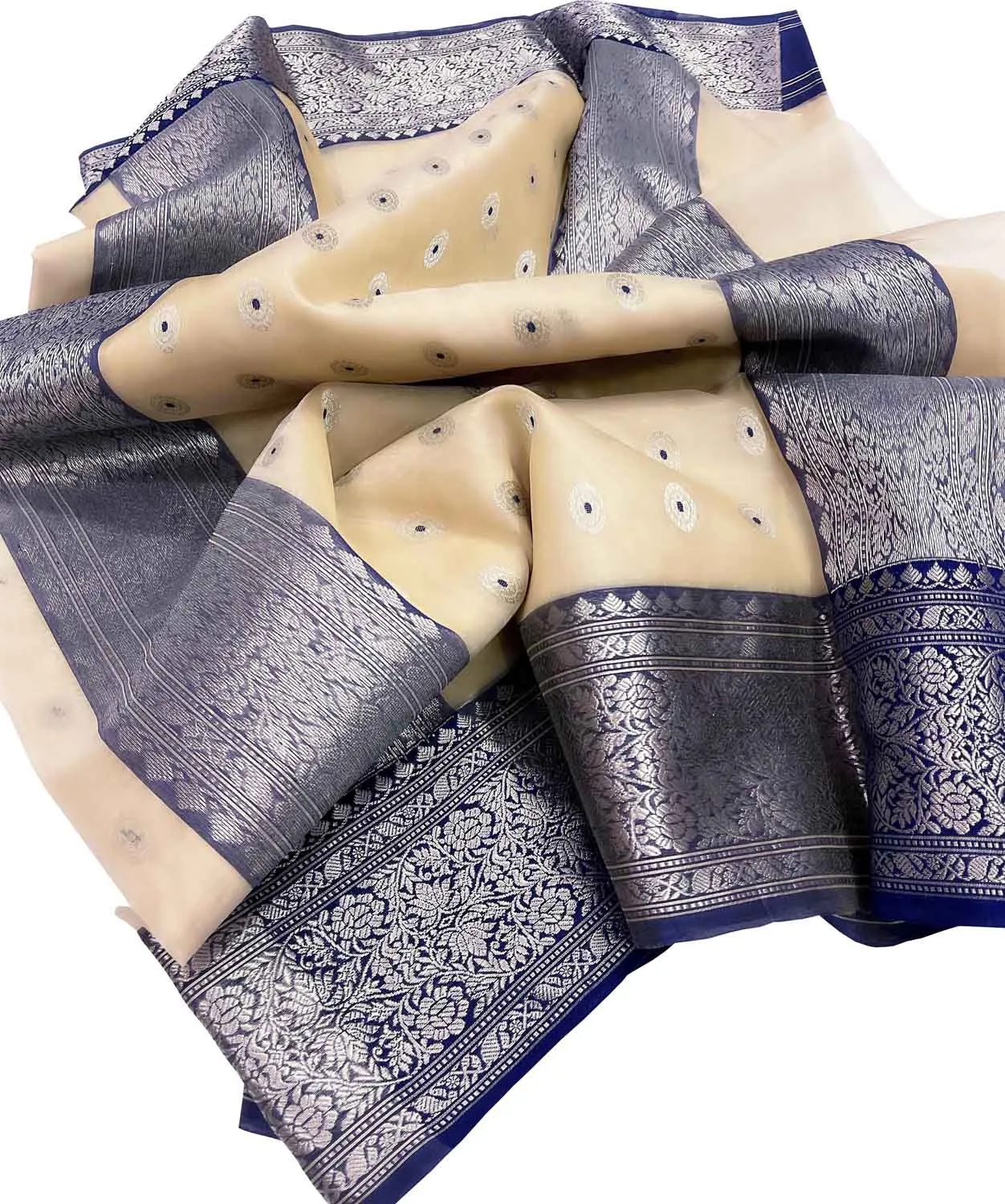 Elegant Pastel Chanderi Handloom Pure Katan Organza Silk Saree