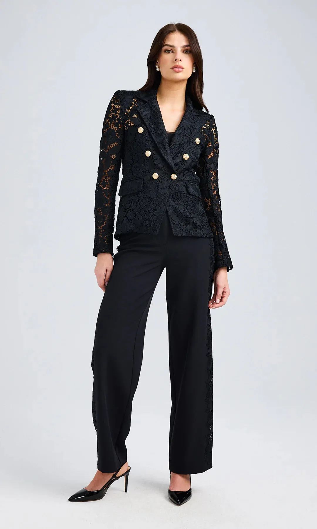 Eliza Lace Blazer Black