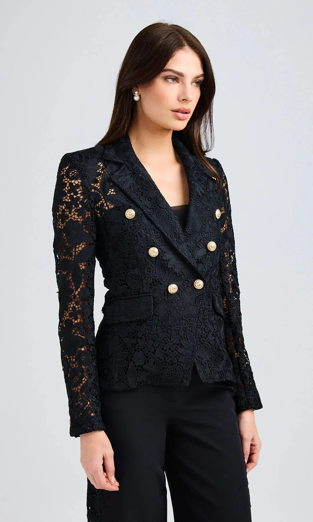 Eliza Lace Blazer Black
