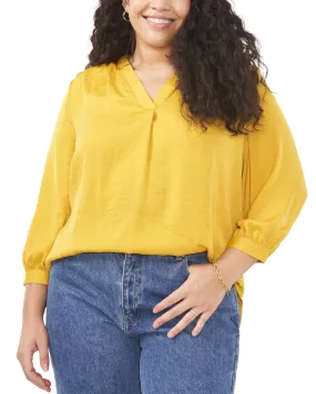 Everley V-Neck Blouse | Mosaic Mustard