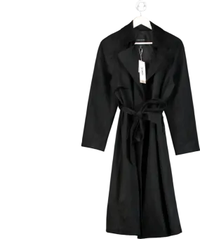 FOREVER NEW Black Cass Vegan Suede Trench Coat UK 10