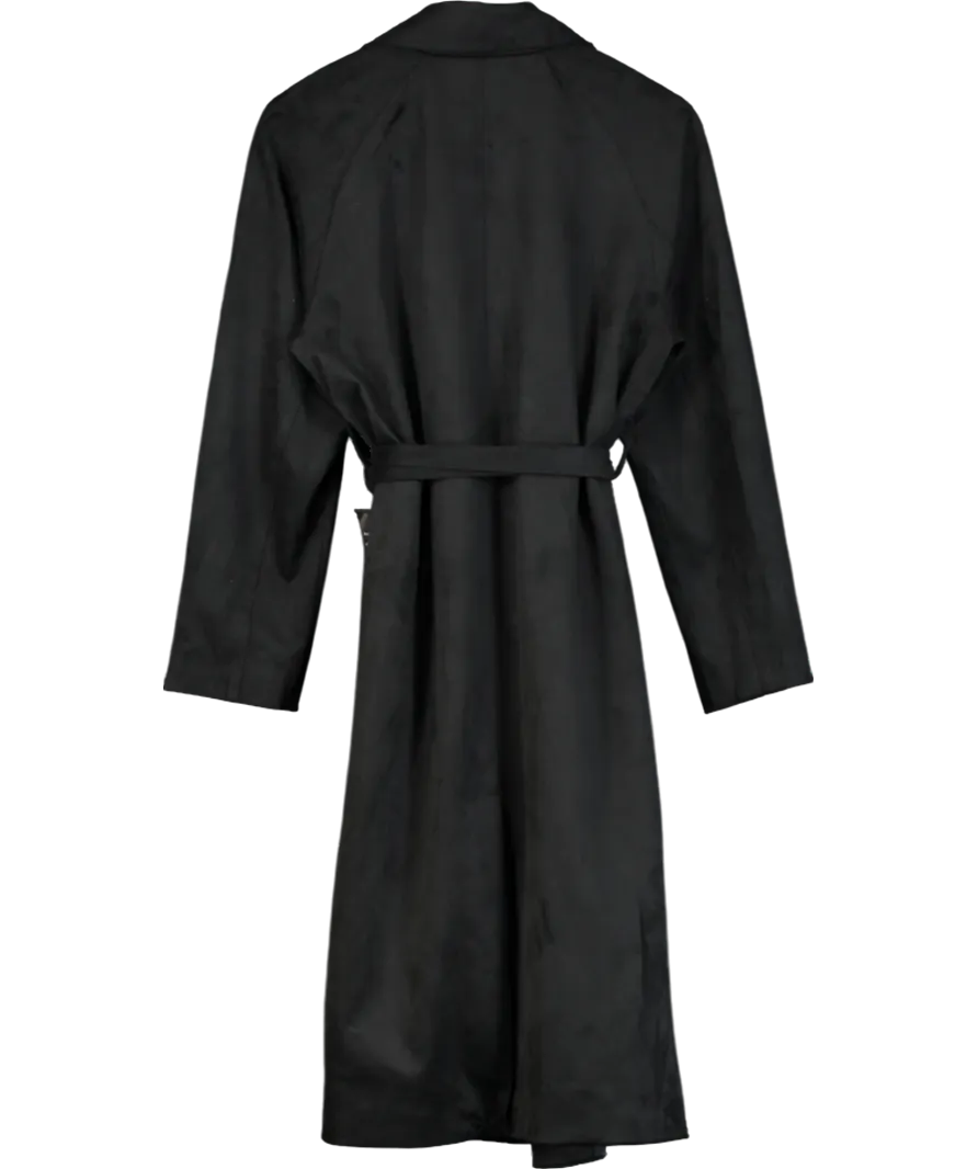FOREVER NEW Black Cass Vegan Suede Trench Coat UK 10