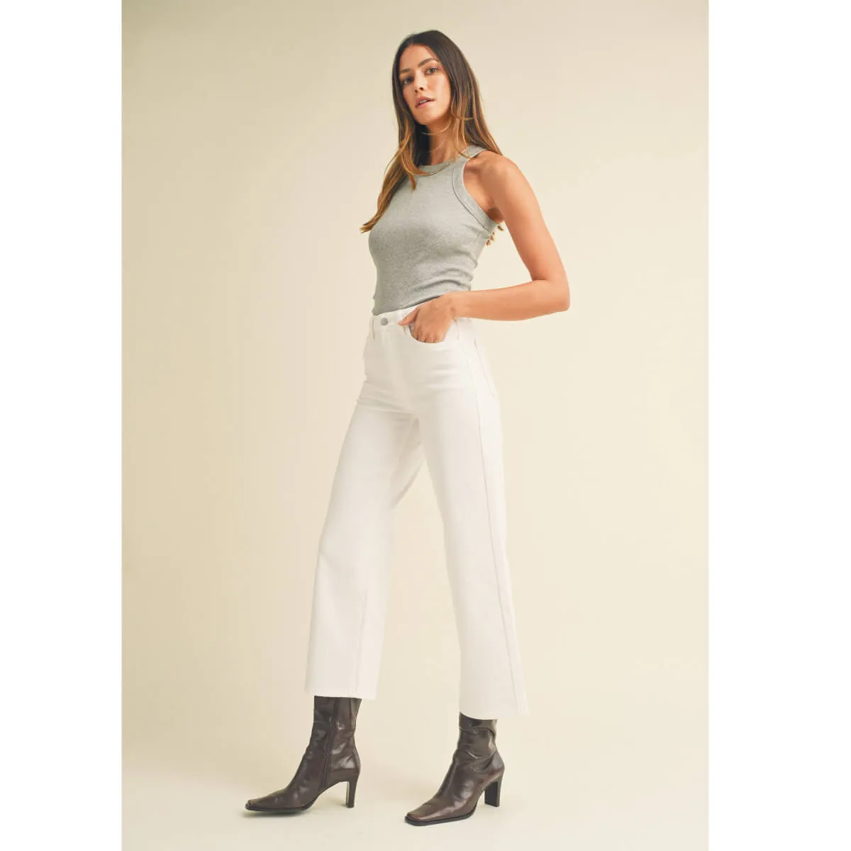 High-Rise Slim Fit Wide Leg Jeans