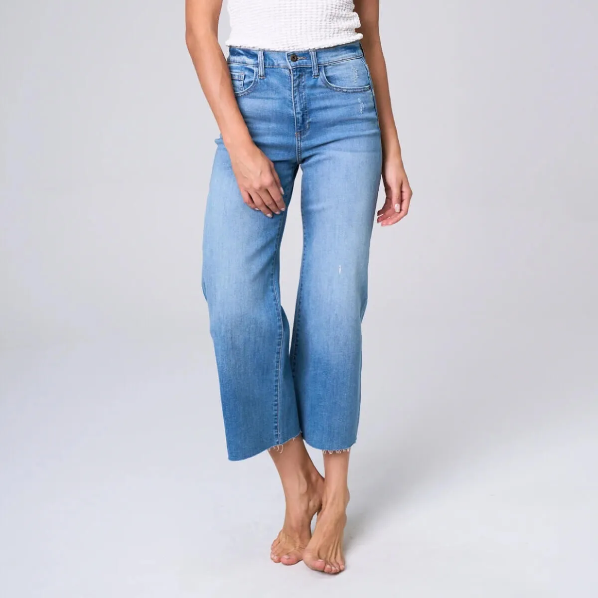 High Rise Wide Leg Cropped Jeans