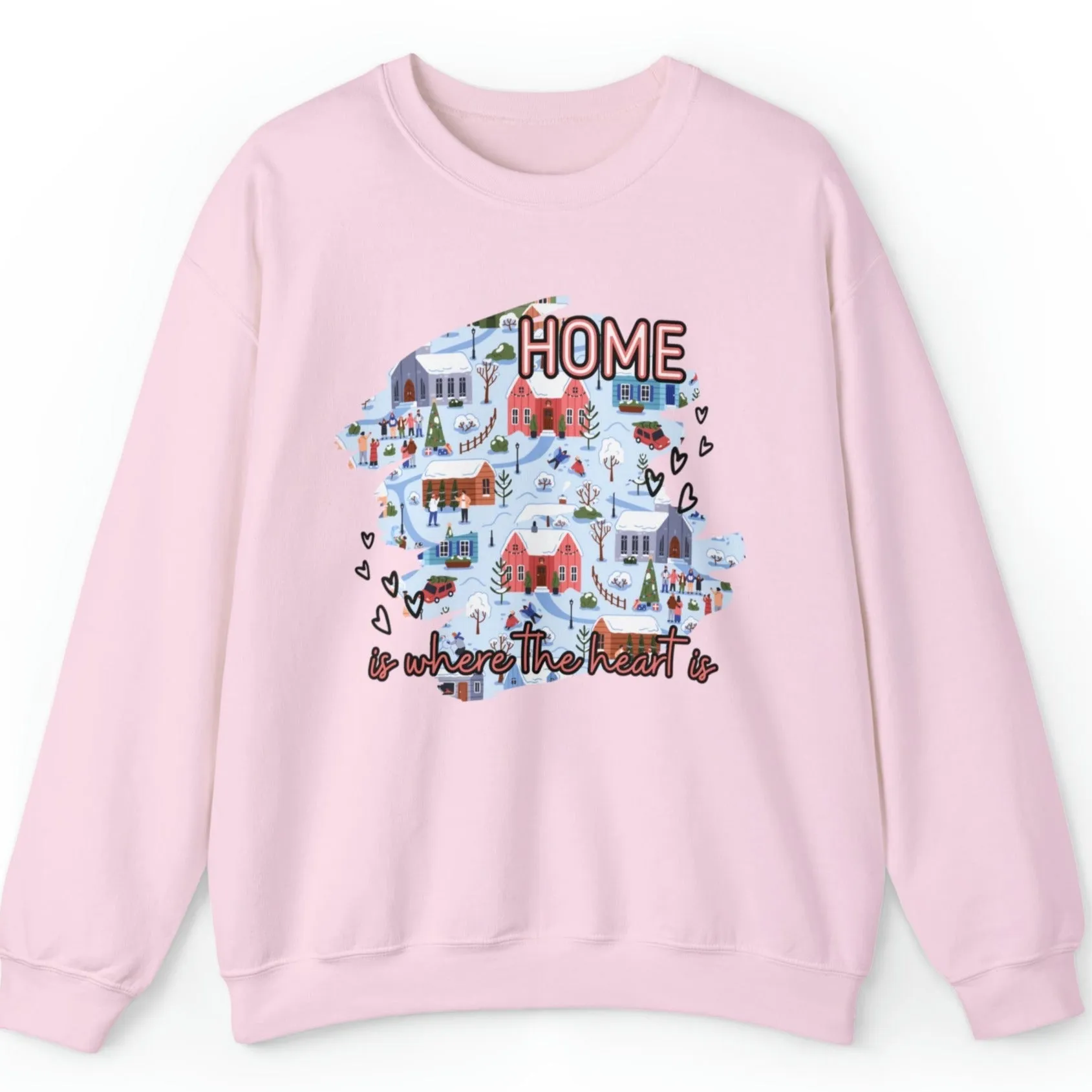 Home is Where the Heart is Christmas Village Women's Sweatshirt: Cozy Holiday Design
