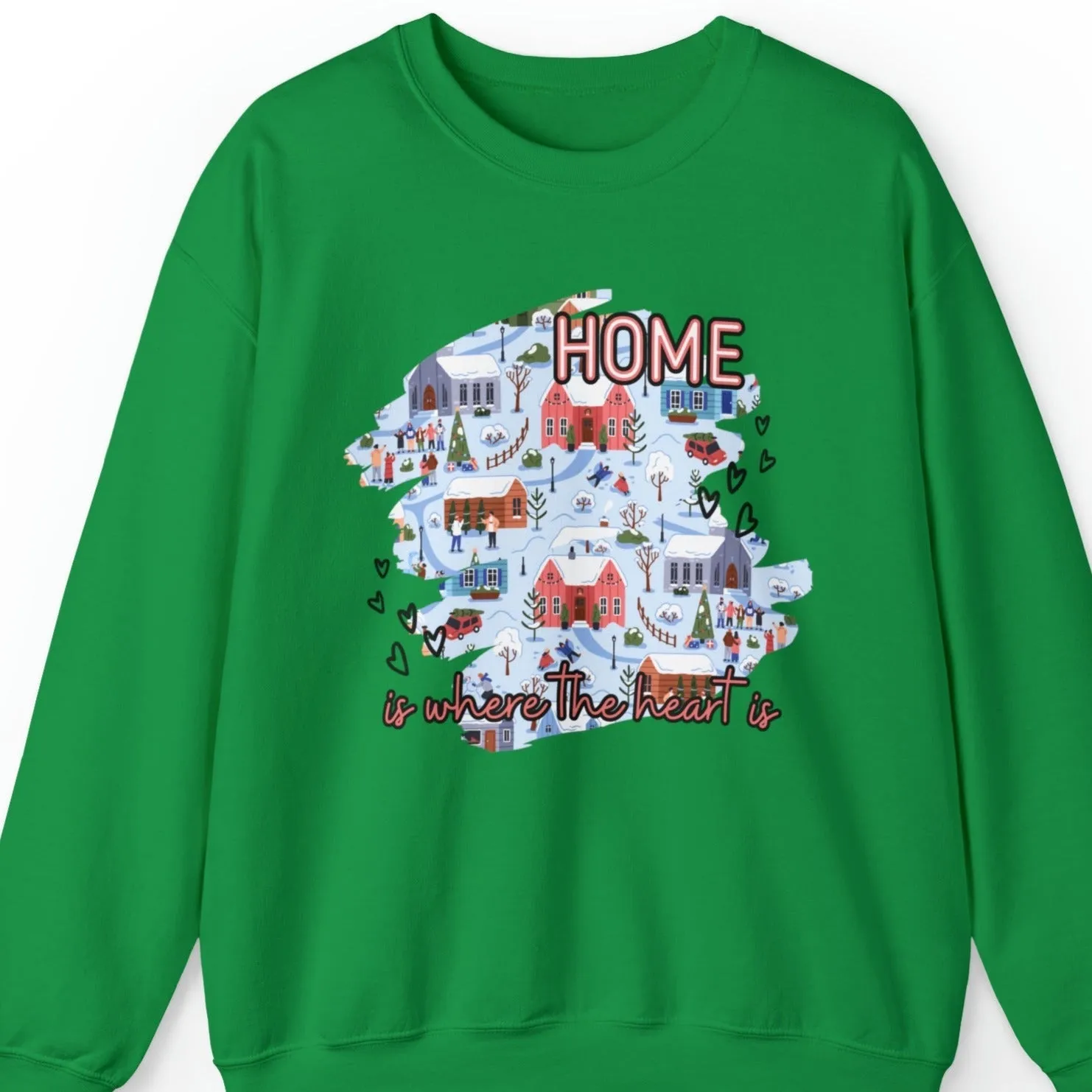 Home is Where the Heart is Christmas Village Women's Sweatshirt: Cozy Holiday Design