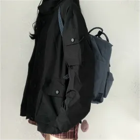 hulianfu Basic Jackets Women Spring Long Sleeve Feminino Outwear Loose BF Harajuku Chic Students All-match New Fashion Cargo Solid Pocket
