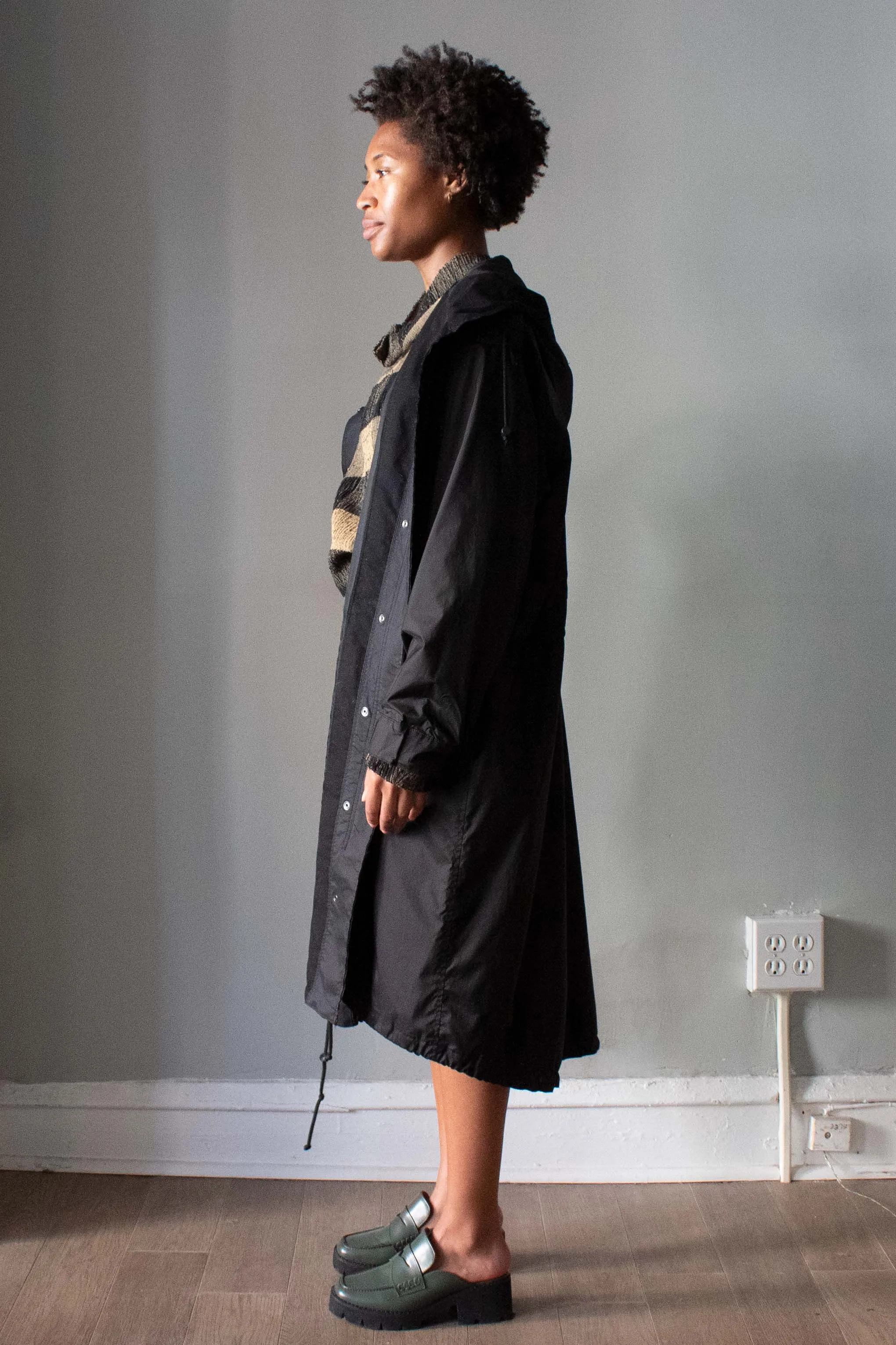 Issey Miyake White Label Black Nylon Trench Coat
