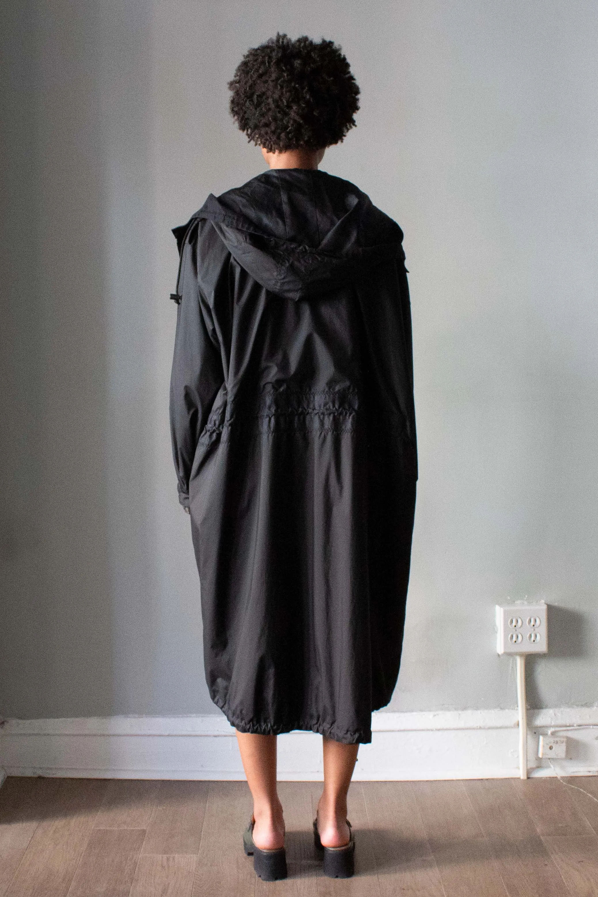 Issey Miyake White Label Black Nylon Trench Coat