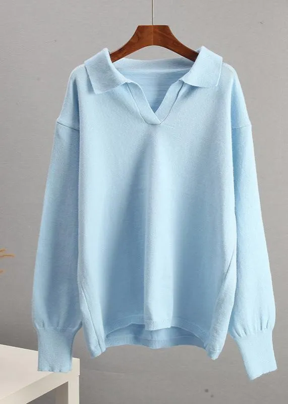 Ivyshape | Blue Collared Pullover Casual Sophistication
