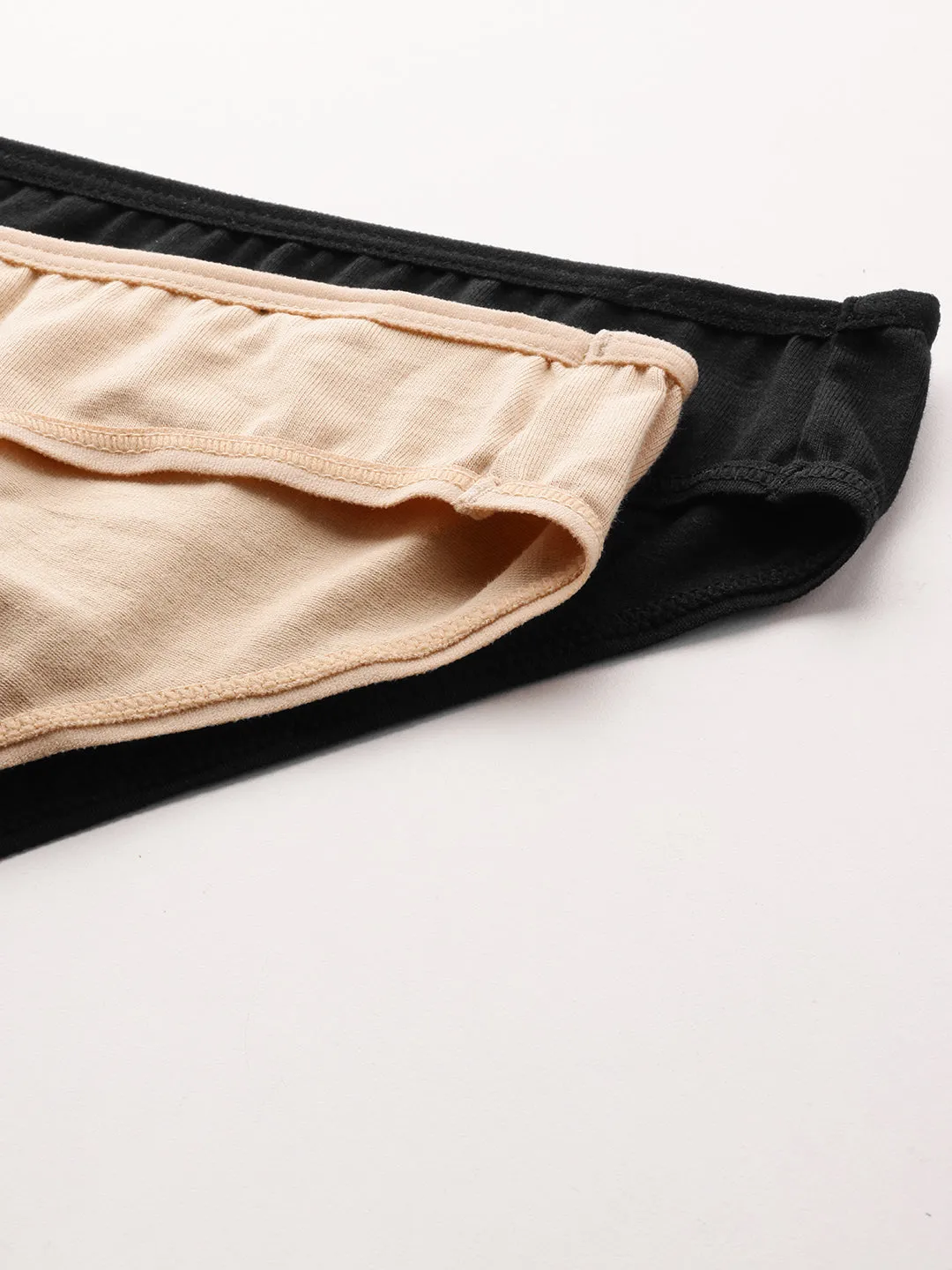 LEADING LADY Women’s Solid Pack of 2 Low-Rise Bikini Briefs | PN2568-BK-SKN-2 |