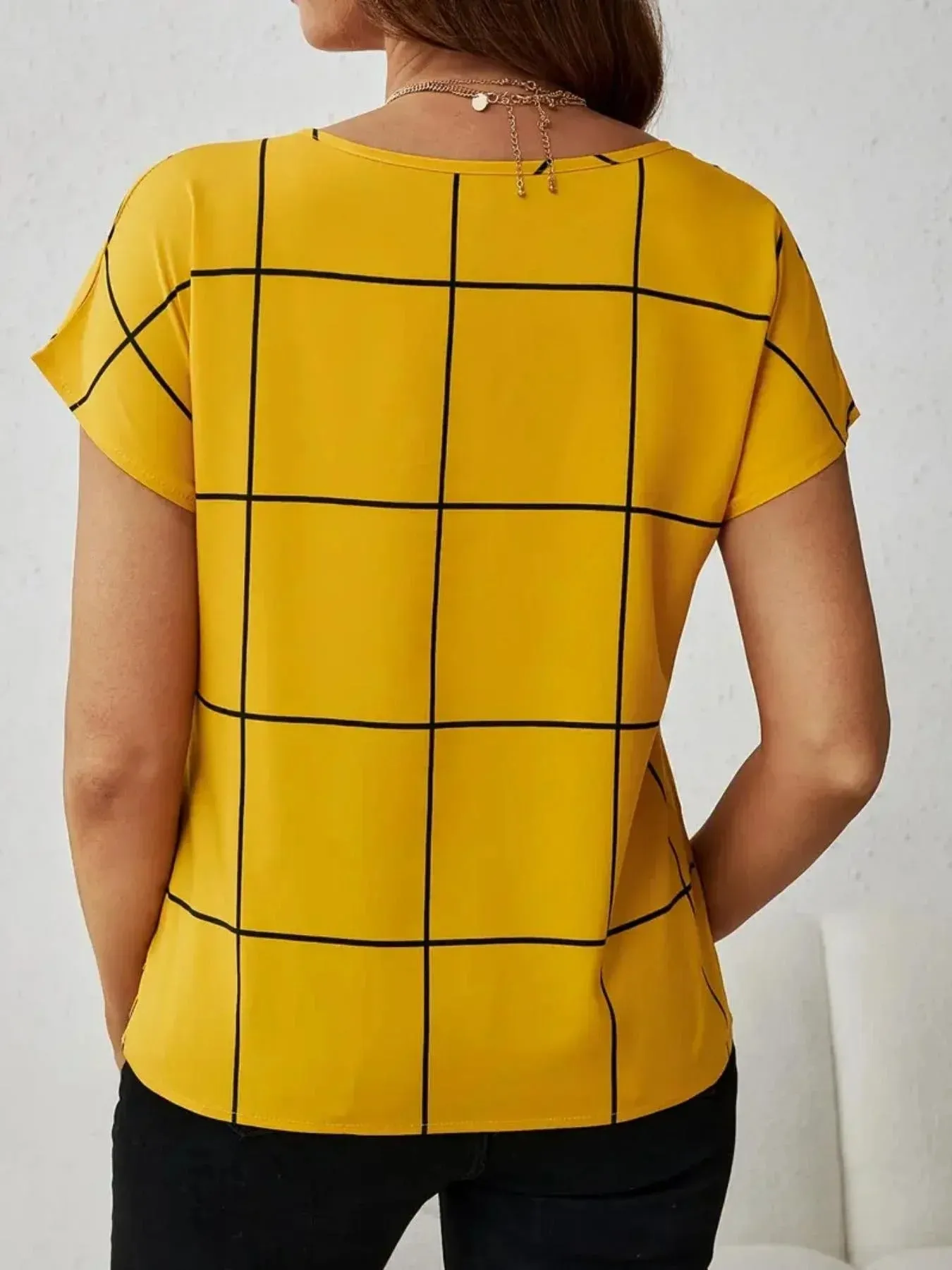 Lenora - Versatile Plaid V-Neck Shirt for Women