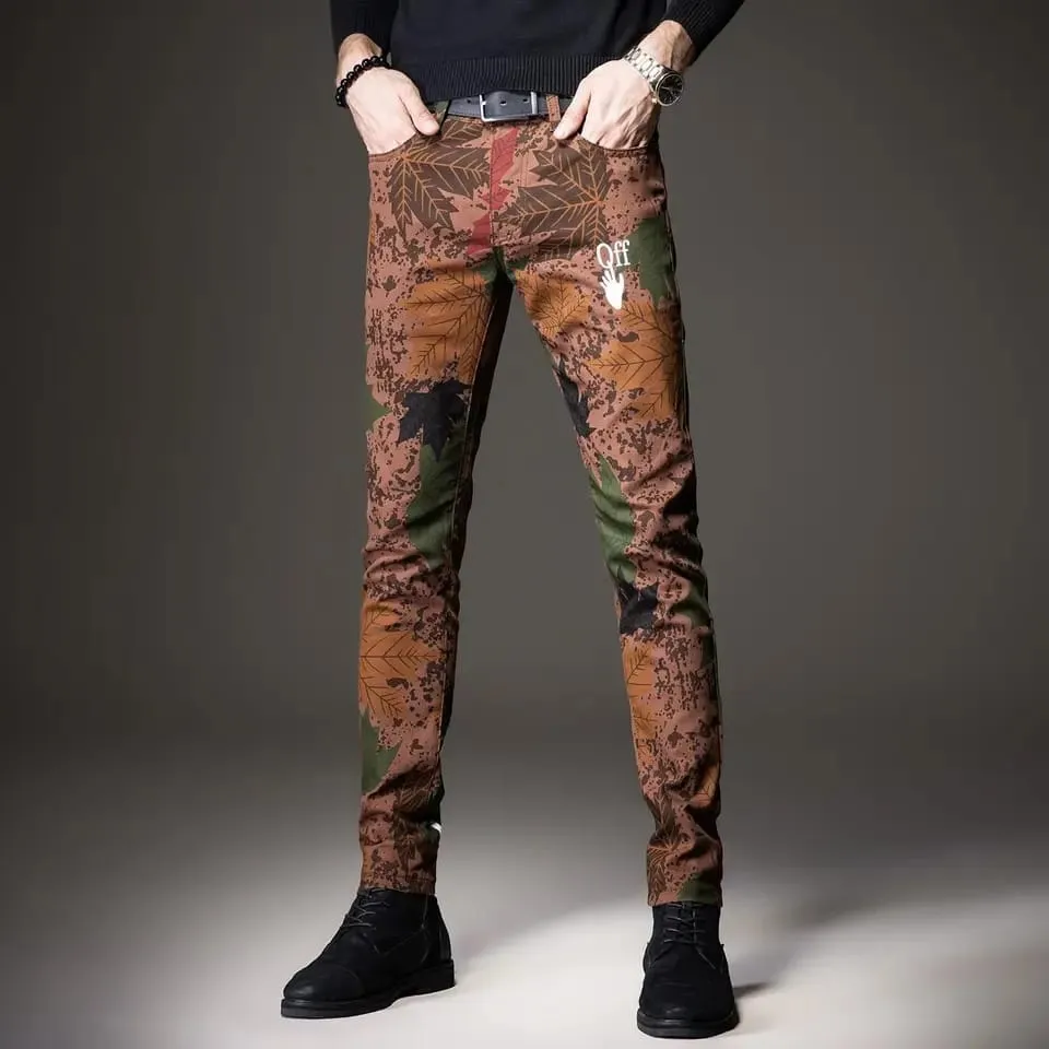 Light Luxury Men’s Street Fashion Full Print Jeans,Korea Version Slim-fit Hip Hop Denim Pants ,Trendy Casual Jeans Pants S3479198