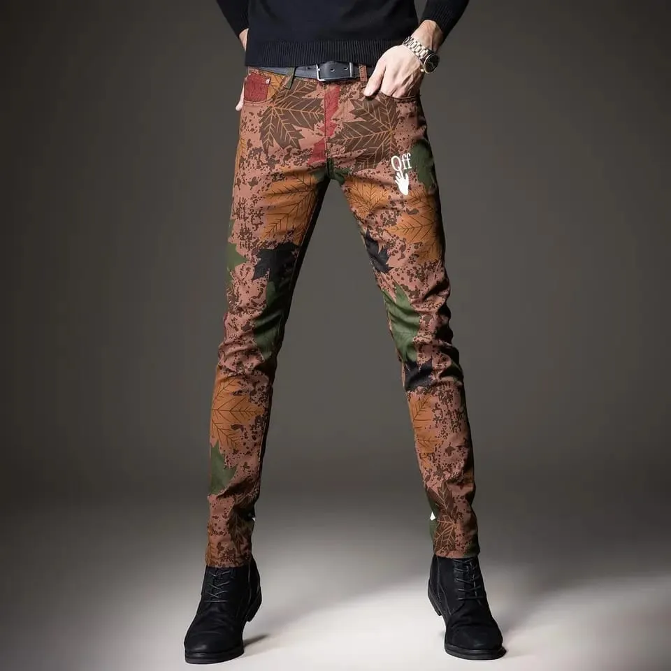 Light Luxury Men’s Street Fashion Full Print Jeans,Korea Version Slim-fit Hip Hop Denim Pants ,Trendy Casual Jeans Pants S3479198
