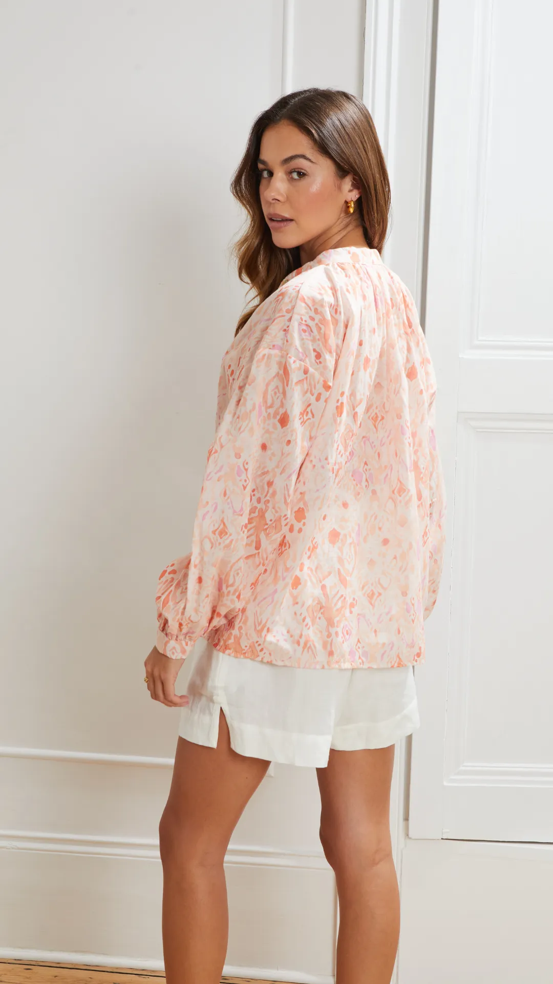 LIGIA SHIRT - ABSTRACT CORAL PRINT